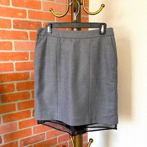 LOFT Wool Pencil Skirt with Tulle Detail on Hem